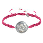 Bracelet lien trss mdaille ronde argent 925 et nacre ange raphal - fuchsia