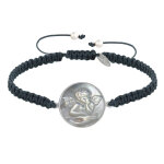 Bracelet lien trss mdaille ronde argent 925 et nacre ange raphal - gris