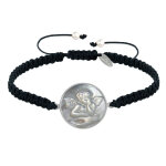 Bracelet lien trss mdaille ronde argent 925 et nacre ange raphal - noir