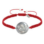 Bracelet lien trss mdaille ronde argent 925 et nacre ange raphal - rouge