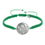 Bracelet lien trss mdaille ronde argent 925 et nacre ange raphal - vert