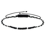 Bracelet lien trss plat bicolore lurex perles noires et perles argent 925
