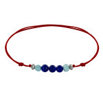 Bracelet lien trois perles de lapis lazuli et deux anneaux de larimar facettés - rou Bracelet lien trois perles de lapis lazuli et deux anneaux de larimar facettés - rou
