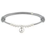 Les poulettes bijoux - bracelet m�daille peace and love et perles en argent 925 - cl