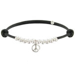 Les poulettes bijoux - bracelet m�daille peace and love et perles en argent 925 - cl