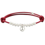 Les poulettes bijoux - bracelet m�daille peace and love et perles en argent 925 - cl