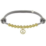 Bracelet médaille peace and love et perles plaquées or - classics - gris Bracelet médaille peace and love et perles plaquées or - classics - gris