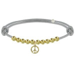 Bracelet mdaille peace and love et perles plaques or - classics - gris clair