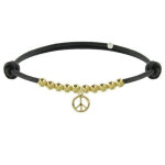 Les poulettes bijoux - bracelet m�daille peace and love et perles plaqu�es or - clas