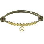 Les poulettes bijoux - bracelet m�daille peace and love et perles plaqu�es or - clas