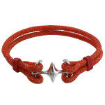 Les poulettes bijoux - bracelet mixte argent 925 rhodi� double ancre et cuir - 18cm