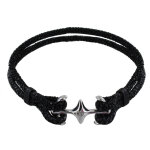 Les poulettes bijoux - bracelet mixte en laiton rhodi� double ancre et cuir - 20cm -