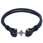 Les poulettes bijoux - bracelet mixte en laiton rhodi� double ancre et cuir - 20cm -