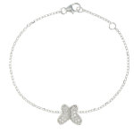 Les poulettes bijoux - bracelet papillon argent� et ses strass
