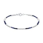 Les poulettes bijoux - bracelet perles argent 925 et perles de lapis lazuli facett�