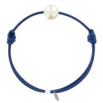 Bracelet la perle de culture blanche des poulettes - classics - bleu jean