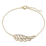 Bracelet plaqu or aile d'ange et strass