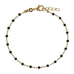 Bracelet plaqué or billes et petites perles - noir Bracelet plaqué or billes et petites perles - noir