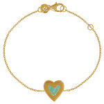 Les poulettes bijoux - bracelet plaqu� or coeur amazonite