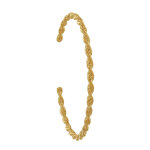 Bracelet plaqu or demi jonc torsad et diamant rond