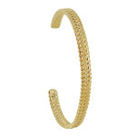 Bracelet plaqu or demi jonc tress plat
