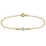 Les poulettes bijoux - bracelet plaqu� or deux tubes et une perle de larimar