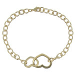 Les poulettes bijoux - bracelet plaqu� or double coeurs