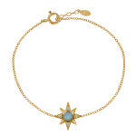 Les poulettes bijoux - bracelet plaqu� or etoile polaire et demi perle de larimar