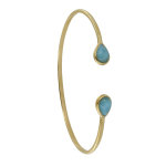 Les poulettes bijoux bracelet plaqu� or jonc deux gouttes de larimar