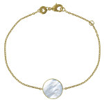 Les poulettes bijoux - bracelet plaqu� or rond de nacre ivoire lisse