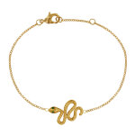 Bracelet plaqu or serpent aux yeux verts