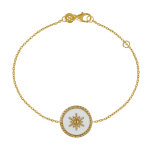 Bracelet plaqu or soleil mail blanche