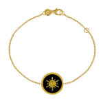 Bracelet plaqué or soleil Émail noire Bracelet plaqué or soleil Émail noire