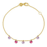 Les poulettes bijoux - bracelet plaqu� or strass d�grad� de couleurs - rose