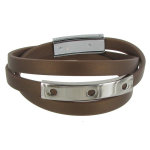 Bracelet silicone rectangle et fermoir acier - classics - marron fonc