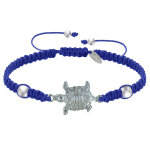 Bracelet tortue mtal argent lien trss - bleu navy