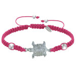 Bracelet tortue métal argenté lien tréssé - fuchsia Bracelet tortue métal argenté lien tréssé - fuchsia