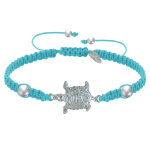Bracelet tortue métal argenté lien tréssé - turquoise Bracelet tortue métal argenté lien tréssé - turquoise