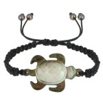 Les poulettes bijoux - bracelet tortue nacre grise lien tr�ss�