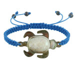 Les poulettes bijoux - bracelet tortue nacre grise lien tr�ss� - azur