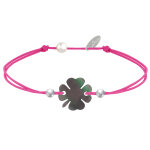 Les poulettes bijoux - bracelet tr�fle nacre grise et perles d'argent 925 - classics