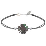 Les poulettes bijoux - bracelet tr�fle nacre grise et perles d'argent 925 - classics