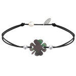 Les poulettes bijoux - bracelet tr�fle nacre grise et perles d'argent 925 - classics