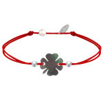 Les poulettes bijoux - bracelet tr�fle nacre grise et perles d'argent 925 - classics