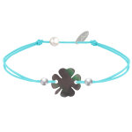 Les poulettes bijoux - bracelet tr�fle nacre grise et perles d'argent 925 - classics