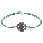 Les poulettes bijoux - bracelet tr�fle nacre grise et perles d'argent 925 - classics