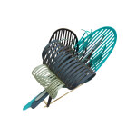 Broche laiton algas en cuir - bleu