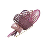 Broche laiton algas en cuir - fuchsia