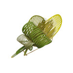 Broche laiton algas en cuir - jaune