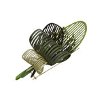 Broche laiton algas en cuir - vert